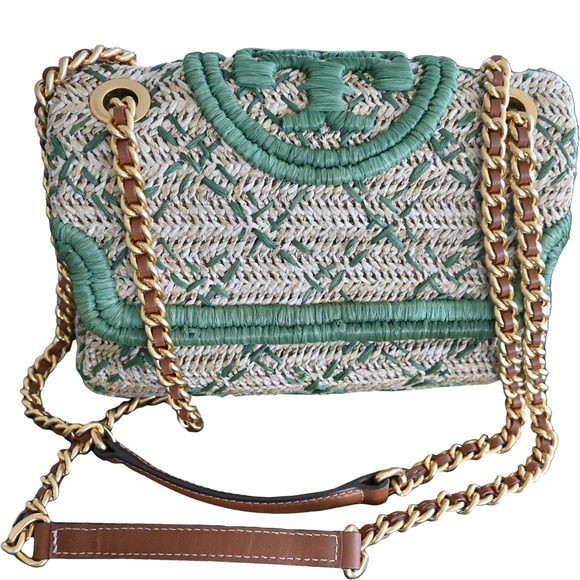Tory Burch Handbags - Tory Burch FLAMING Soft Straw Convertible Shoulder Bag